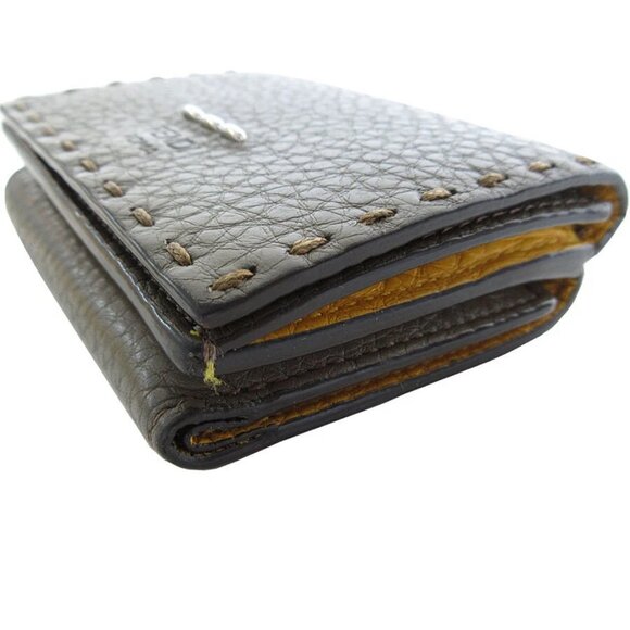 Auth FENDI Tri-fold wallet gray leather - Picture 3 of 10